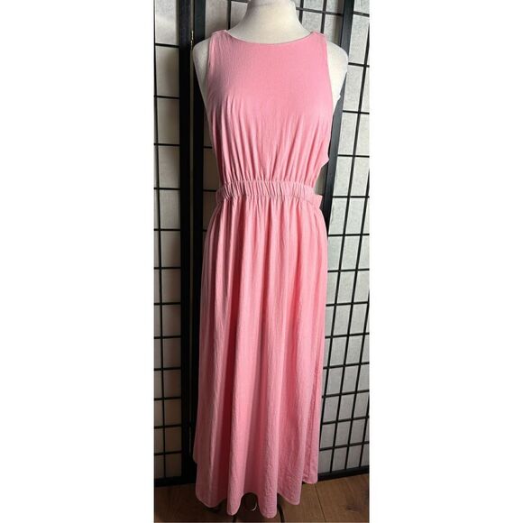 Francesca Mi Ami Backless Pink Open Back Blouson Summer Resort Bohemian Dress - Picture 2 of 9